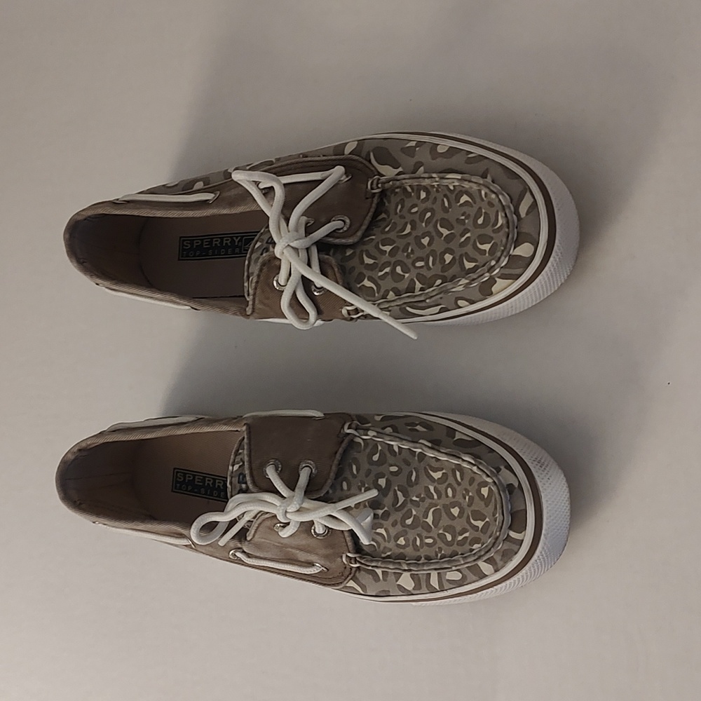 Sperry Tan Camo Canvas Top Sider Shoes sz 7 M